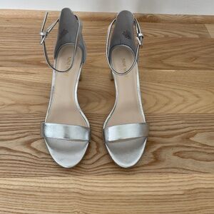 Nine West Pruce Ankle Strap Block Heel Sandal - Silver